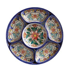 Pottery Barn Del Sol Melamine Sectioned Serving Platter Brand New Gorgeo…